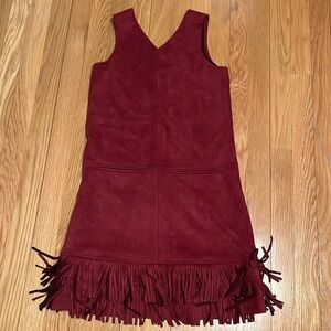 Comfy and frilly Frenchie mini couture maroon dress Size 12 🔥